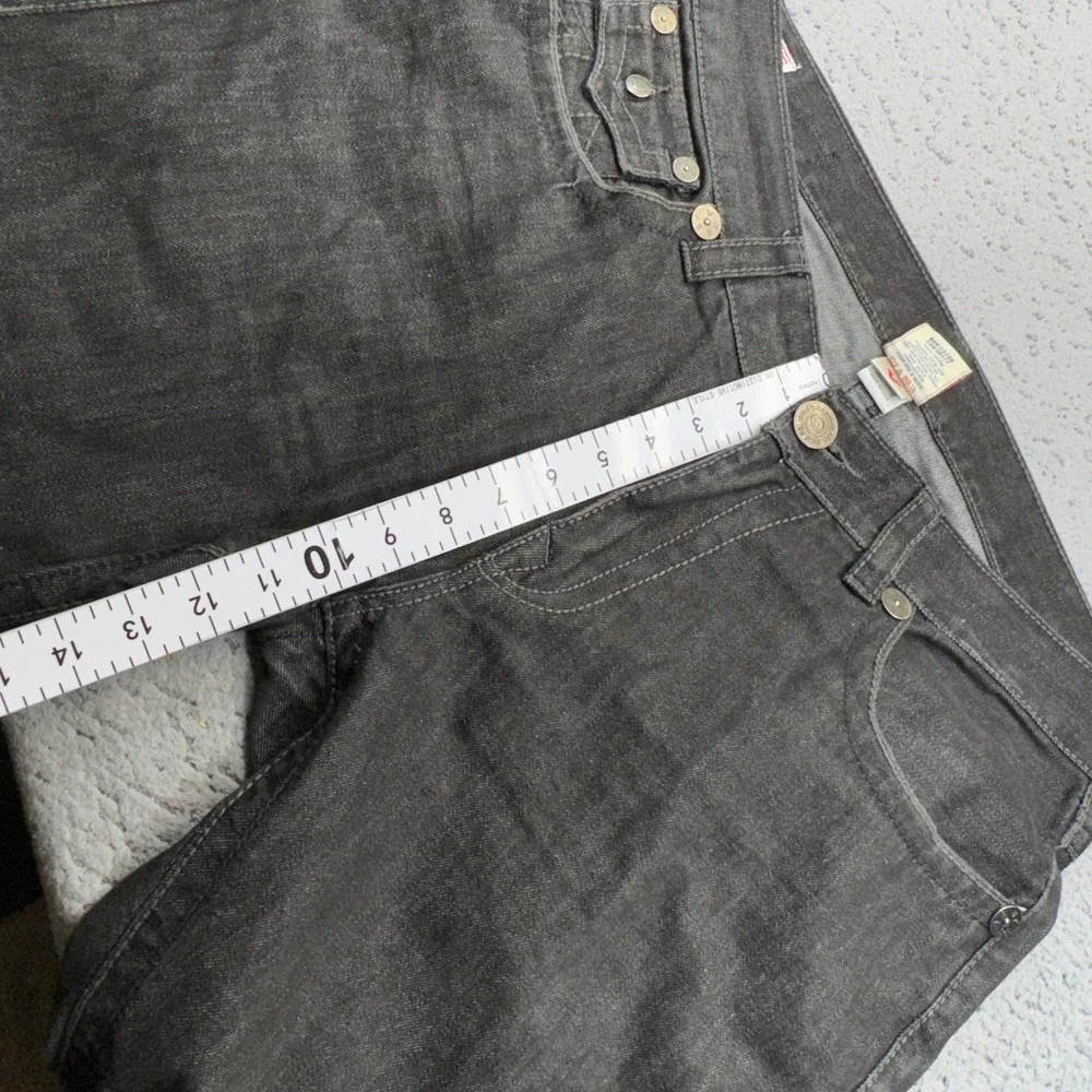 True Religion Jeans Mens 38x34 Black Straight Leg Ricky Super T Contrast USA